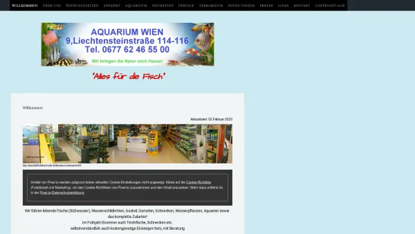 Website Screenshot: Aquarium Wien - AQUARIUM WIEN - Willkommenseite - AQUARIUM WIEN, Claudio Fernando Ilave Alvarado, Liechtensteinstraße 114-116, 1090 Wien - Date: 2023-06-26 10:25:36