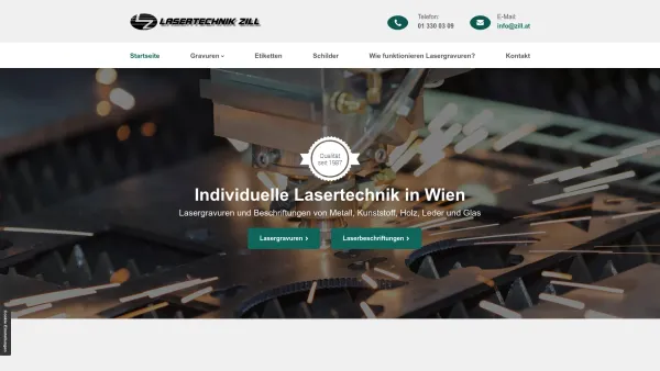 Website Screenshot: Ing. Harald LASERTECHNIK ZILL - Lasergravuren von Zill Lasertechnik in Wien - Date: 2023-06-26 10:25:39
