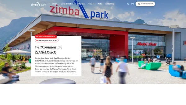 Website Screenshot: Zimbapark - Einkaufen im ZIMBAPARK: das Shoppingerlebnis in Bludenz/Bürs - Date: 2023-06-26 10:25:39