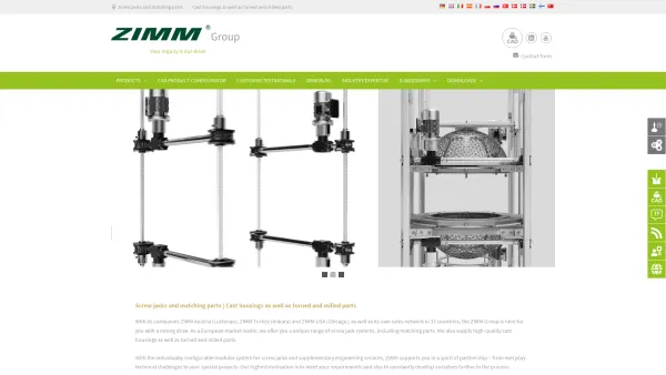 Website Screenshot: Zimm-Austria - Screw jack systems Industrial and special gearboxes Cast casings - Date: 2023-06-26 10:25:39