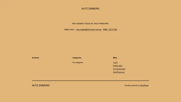 Website Screenshot: Zimmerei Rundholzbau Walter Nutz - Nutz Zimmerei - Date: 2023-06-26 10:25:39