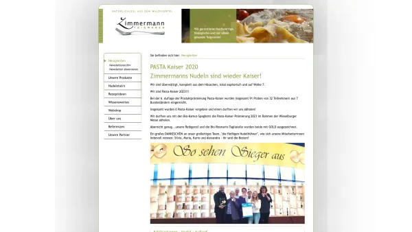 Website Screenshot: Paula Zimmermanns Teigwaren - Neuigkeiten  - Zimmermann's Teigwaren - Date: 2023-06-26 10:25:39