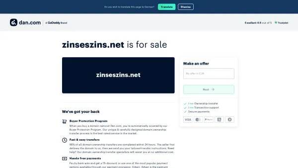 Website Screenshot: ZINSESZINS.NET Investment & Finanzierung - The domain name zinseszins.net is for sale - Date: 2023-06-26 10:25:39