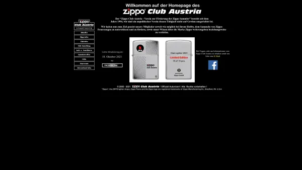 Website Screenshot: Zippo Club Austria Der Sammler Club aus Österreich - Zippo Club Austria - Der Sammlerclub aus Österreich - Date: 2023-06-26 10:25:39