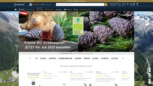 Website Screenshot: KISSEN1 Zirbenprodukte GmbH - ZIRBELINO: Produkte aus Zirbenholz » Zirben-Shop - Date: 2023-06-15 16:02:34