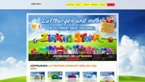 Website Screenshot: ZirkusStoffl.at - Zirkus Stoffl - Hüpfburg mieten - aufblasbare Spiele - Date: 2023-06-26 10:26:52