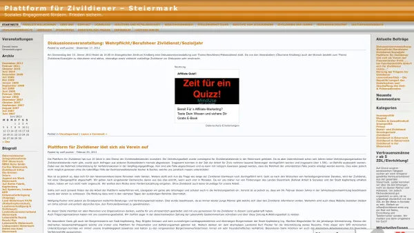 Website Screenshot: Plattform für Zivildiener Landesorganisation Steiermark - Zivildienervertretung für die Steiermark - Date: 2023-06-26 10:25:42