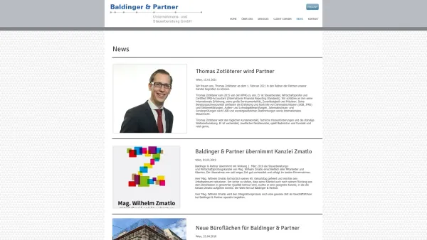 Website Screenshot: Steuerberatungskanzlei Mag. Wilhelm ZMATLO - NEWS | baldingerundpartner - Date: 2023-06-26 10:25:42