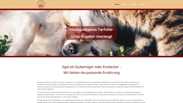 Website Screenshot: ZOE-Tiernahrung - Home - Date: 2023-06-14 10:38:27
