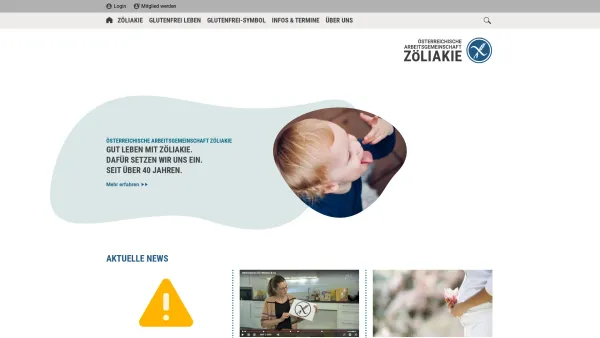 Website Screenshot: Österreichische Arbeitsgemeinschaft Zöliakie Austrian Coeliac Society - Zöliakie: Startseite - Date: 2023-06-15 16:02:34