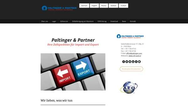 Website Screenshot: Paltinger & Partner - Zollspedition - Zoll, Spedition, Export, Import, EUR.1 - Date: 2023-06-26 10:25:42