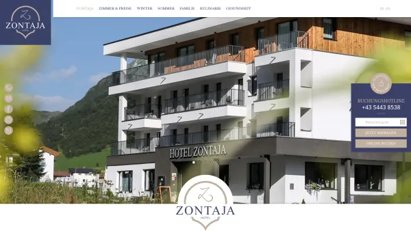 Website Screenshot: Hotel Zontaja - Familienhotel ZONTAJA in Galtür bei Ischgl - 3 Sterne Superior - Date: 2023-06-26 10:25:42