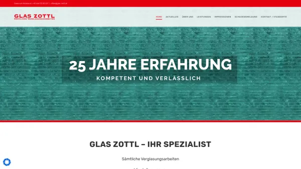 Website Screenshot: GLASEREI THOMAS ZOTTL - HOME - Glas Zottl GmbH - Date: 2023-06-26 10:25:42