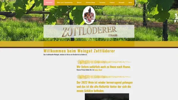 Website Screenshot: Zottlöderer Neue Seite 1 - Weinbau Franz Zottlöderer | Straß im Straßertal | Spitzenweine ab Hof| - Date: 2023-06-26 10:25:42