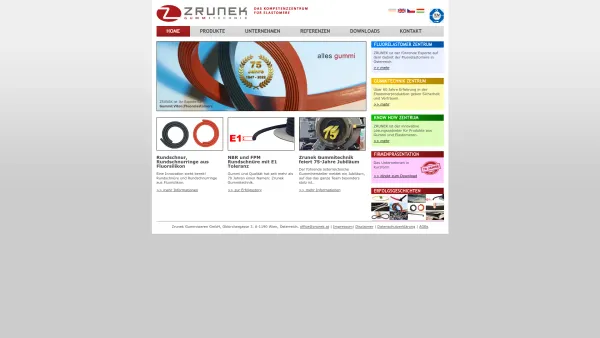 Website Screenshot: Zrunek Gummiwaren GmbH - Zrunek Gummitechnik - Das Kompetenzzentrum für Gummi, Fluorelastomere (Viton, FPM, FKM) und Elastomere - Date: 2023-06-26 10:25:42
