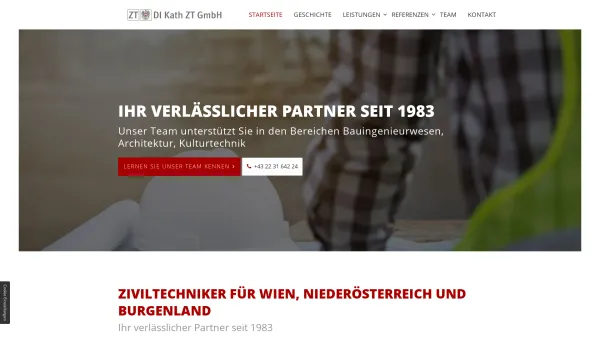Website Screenshot: DI Kath ZT Büro GmbH - Ziviltechniker für Wien & NÖ | DI Kath Ziviltechniker GmbH - Date: 2023-06-26 10:25:42