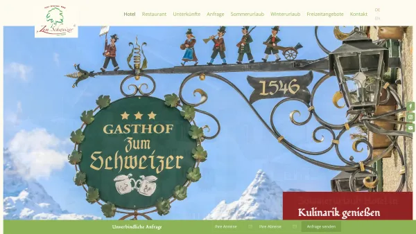 Website Screenshot: Gasthof Pension ZUM SCHWEIZER Lofer Austria - Urlaub im Hotel "Zum Schweizer" in Lofer - Date: 2023-06-26 10:25:44