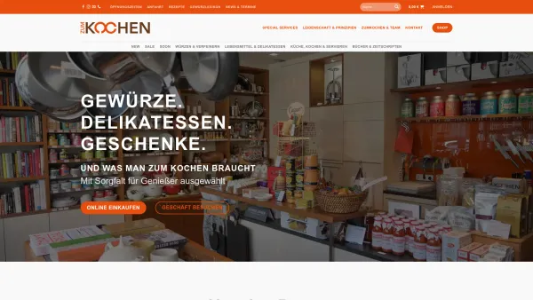 Website Screenshot: zumKochen Mag. Renate Wurzer - Startseite - zumkochen.at – Gewürze. Delikatessen. Geschenke. Und was man zum Kochen braucht. - Date: 2023-06-26 10:25:45