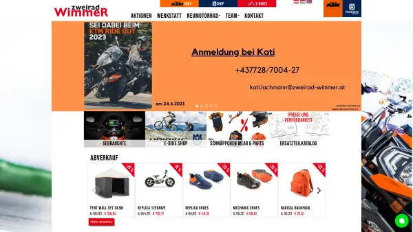 Website Screenshot: Peter Wimmer Motorrad Wimmer - Zweirad Wimmer - KTM & Husqvarna Motorräder — Zweirad Wimmer - KTM & Husqvarna - Date: 2023-06-26 10:25:45