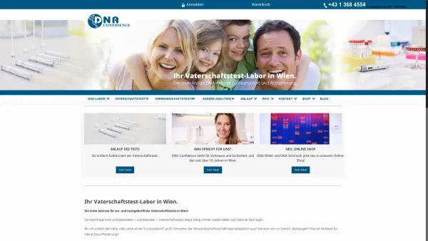 Website Screenshot: CONFIDENCE DNA-Analysen GmbH - Vaterschaftstest Wien – im professionellen DNA-Labor in Wien - Date: 2023-06-15 16:02:34