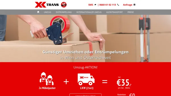 Website Screenshot: http//xtrans.at/ - Möbeltransport Österreichweit - Umzug wien | Entrümpelung Wien - Date: 2023-06-26 10:25:47