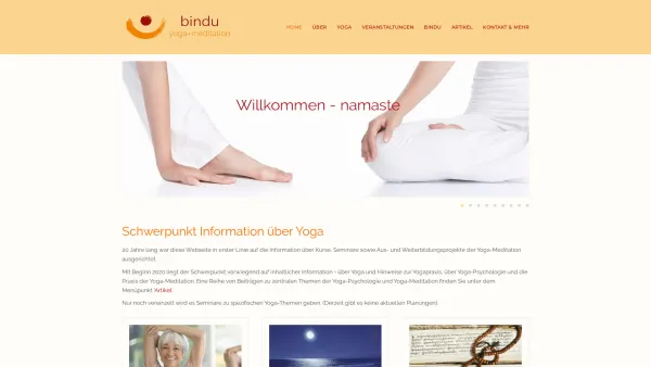 Website Screenshot: Yoga-Zentrum Innsbruck - bindu yoga.meditation - Home - Date: 2023-06-14 10:36:55
