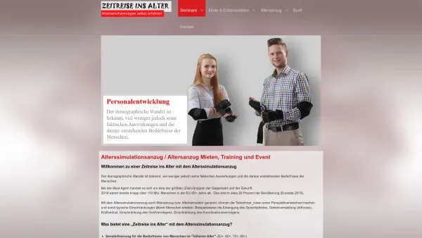 Website Screenshot: Zeitreise ins Alter by Schweidler & Comfort4all - Alterssimulationsanzug in Österreich, Süd Deutschland und Schweiz - Date: 2023-06-26 10:26:52