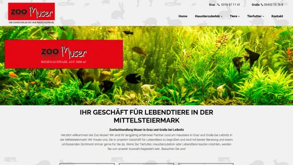 Website Screenshot: Willkomen bei Zoo Muser! www.zoomuser.at - Lebendtiere kaufen in der Mittelsteiermark - Date: 2023-06-26 10:25:48