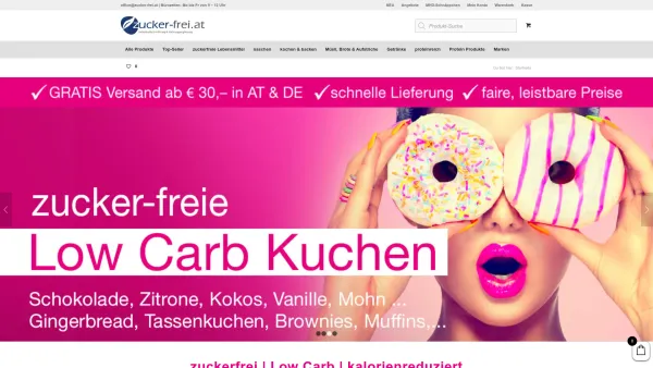 Website Screenshot: Zucker-frei.at Online Shop - Low Carb Shop ➤ LCHF & Low Carb Lebensmittel, Low Carb Shop AT, DE - Date: 2023-06-26 10:26:52