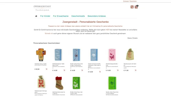 Website Screenshot: Zwergenstadt Besonderes für Baby und Kind - Zwergenstadt - Personalisierte Geschenke - Zwergenstadt - Date: 2023-06-14 10:46:53