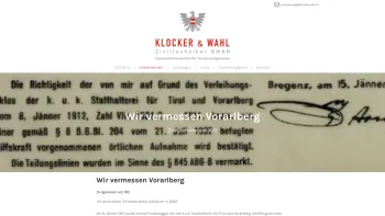 Website Screenshot: Klocker & Wahl Ziviltechniker GmbH Vermessungsbüro - Vermessungsbüro Klocker & Wahl ZT GmbH - Date: 2023-06-15 16:02:34