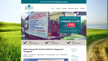 Website Screenshot: Adam Umzug - Umzug, Transporte | Leoben, Graz, Steiermark - Date: 2023-06-14 10:38:39