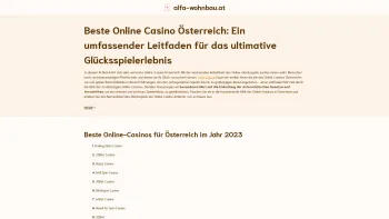 Website Screenshot: alfa wohnbau - Das Beste Online Casino Österreich 2023: Top-Echtgeld-Gewinne - Date: 2023-06-22 12:13:07