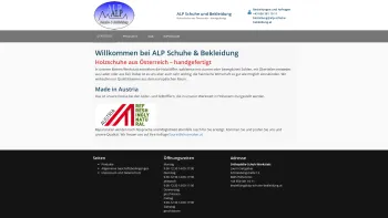Website Screenshot: ALP Schuhe & Bekleidung - ALP Schuhe und Bekleidung – Holzschuhe aus Österreich – handgefertigt - Date: 2023-06-15 16:02:34
