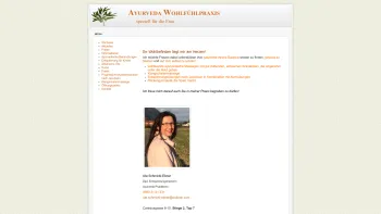 Website Screenshot: AYURVEDA WOHLFÜHLPRAXIS speziell für die Frau - AYURVEDA Wohlfühlpraxis - Date: 2023-06-15 16:02:34
