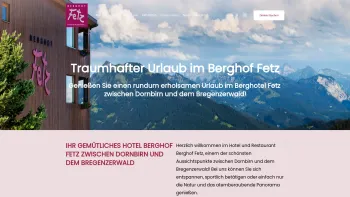 Website Screenshot: Hotel Berghof Fetz Betriebs-GmbH - Hotel Berghof Fetz - Ihr Hotel Restaurant zwischen Dornbirn und dem Bregenzerwald - Date: 2023-06-22 12:13:14