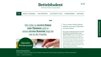 Website Screenshot: Restaurant Bettelstudent - Bettelstudent - Wir führen Schmäh. Und gute Küche. - Date: 2023-06-15 16:02:34