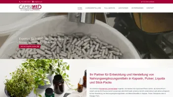 Website Screenshot: Capsumed Pharm GmbH - Lohnhersteller für Nahrungsergänzungsmittel in - Date: 2023-06-22 15:13:17