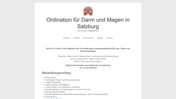 Website Screenshot: Prof. Dr. med. Wolfgang L. Frank Facharzt für Chirurgie, Diplom Ernährungsmedizin (BÄK) - Ordination für Darm und Magen in Salzburg – Prof. Dr. med. Wolfgang Frank - Date: 2023-06-22 15:11:10