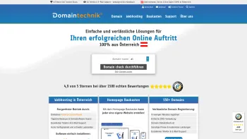 Website Screenshot: Domaintechnik - Domaintechnik® | Webhosting & Domains aus Österreich | 1A Qualität - Date: 2023-06-15 16:02:34