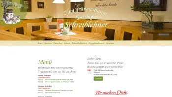 Website Screenshot: Gasthaus z grünen Gasthof Zum Grünen Baum Schreiblehner - Menü - schreiblehners Webseite! - Date: 2023-06-22 15:11:47