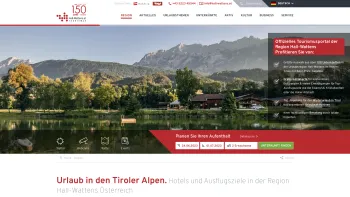 Website Screenshot: Tourismusverband Region Hall-Wattens - Hall Wattens - Tirol Urlaub & Ferien in Österreichs Alpen - Date: 2023-06-22 15:16:28