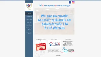 Website Screenshot: HGS Hausgeräte Service GmbH Innsbruck Saeco Gaggia Spidem Whirlpool Bauknecht ElEurotech Ignis Haushaltsgeräte Waschmaschinen Espr - Firma HGS GmbH Hausgeräteservice Schlager - Date: 2023-06-15 16:02:34