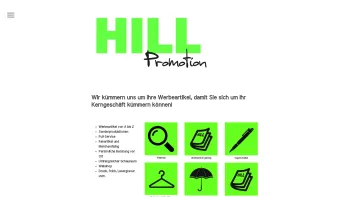 Website Screenshot: Hill Promotion Ihr zuverlässiger Partner wenn es um Werbeartikel geht! - Werbemittel - Give Aways - Werbegeschenke - Werbeartikel von Hill Promotion - Date: 2023-06-22 15:13:53