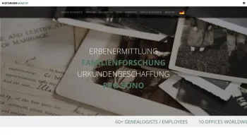 Website Screenshot: Historikerkanzlei Genealogisch-Historische Recherchen GmbH - Historikerkanzlei - Date: 2023-06-22 15:12:20