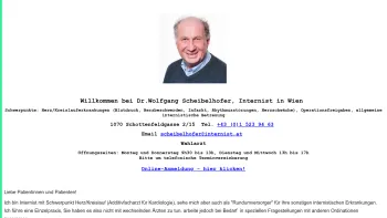 Website Screenshot: Dr.Wolfgang Scheibelhofer Internist Wien Operationsfreigaben Herzschrittmacher pacemaker - Dr.Wolfgang Scheibelhofer Internist Wien Operationsfreigaben und Koronarpatienten - Date: 2023-06-22 15:14:26