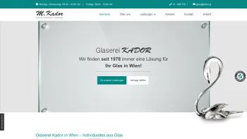 Website Screenshot: Glaserei, Glaskunst & Bilderrahmen Kador - Glaserei in Wien: Möbel, Rahmen, Dekoration und vieles mehr - Date: 2023-06-23 12:04:28