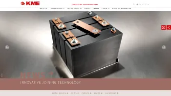 Website Screenshot: KM Europa Metal our name stands for products manufactured from an exceptionally versatile material Copper. The KM Europa Metal KME - HOME - Date: 2023-06-23 12:05:03