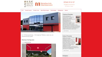 Website Screenshot: K + K Sonnenschutz GmbH - K+K Sonnenschutz - Home - Markise | Raffstore | Rollladen | Steuerungen | Garagentore - Date: 2023-06-23 12:05:29