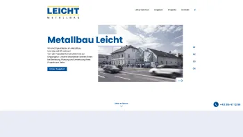 Website Screenshot: Metallbau Leicht - Metallbau Leicht ⎪ Aluminum und Stahlbau - Leicht Metallbau - Date: 2023-06-23 12:05:55